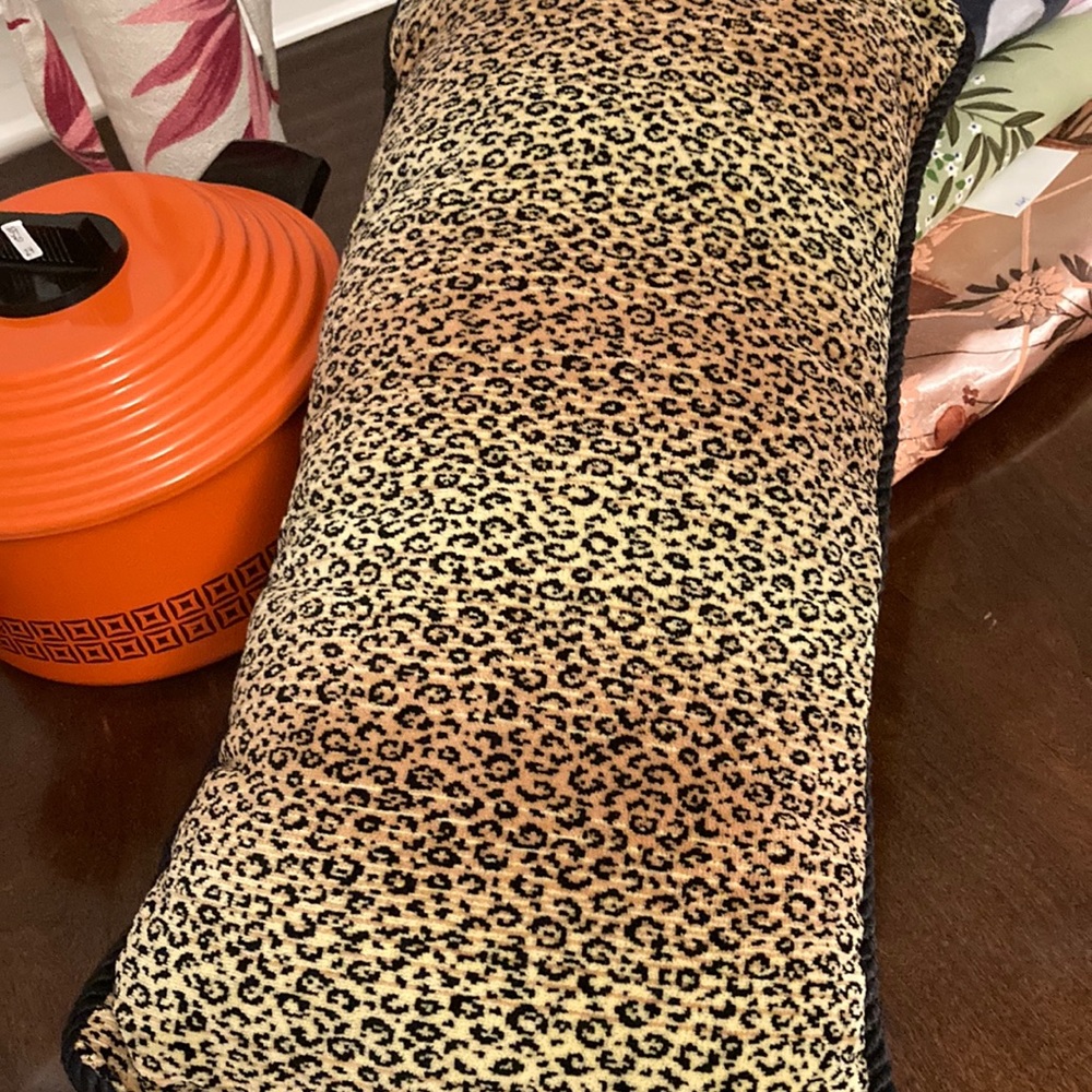 Leopard Print Accent Lumbar Pillow - Brown/Cream